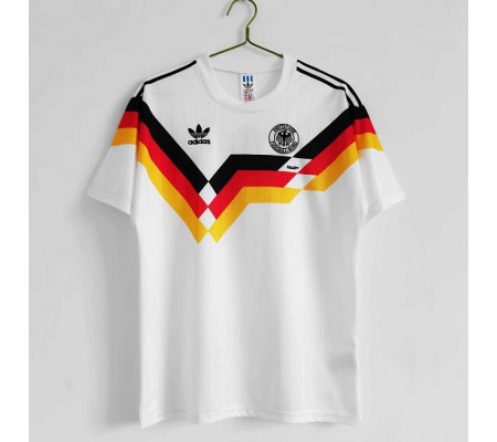 Germany 1990 World Cup Home White Soccer Jersey